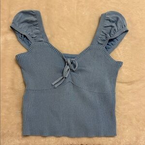 Amazon Blue Ribbed Crop Top